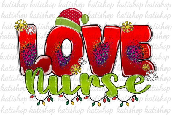 Christmas Love Nurse Red PNG for Embroidery