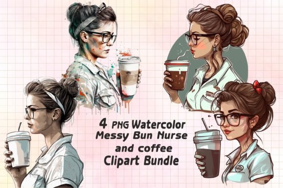 Cute and Relatable Messy Bun Nurse PNG