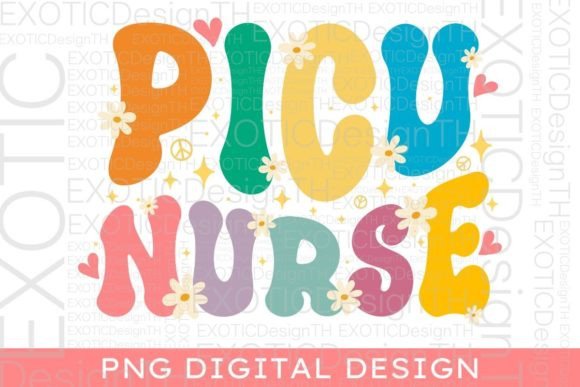 Cute Groovy PICU Nurse Retro Pediatric