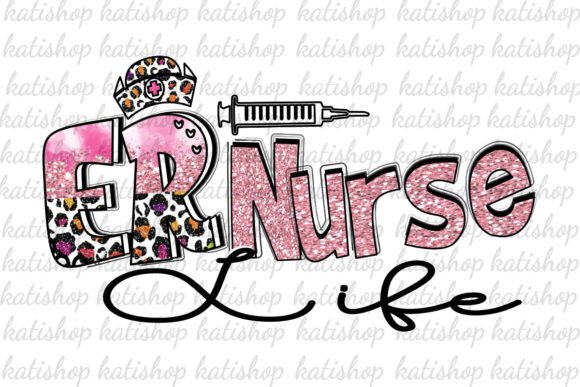 ER Nurse Life Glitter PNG for Embroidery Projects