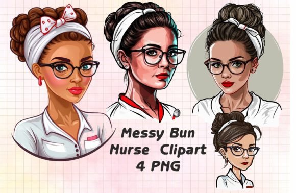 Messy Bun Nurse PNG for Embroidery Projects