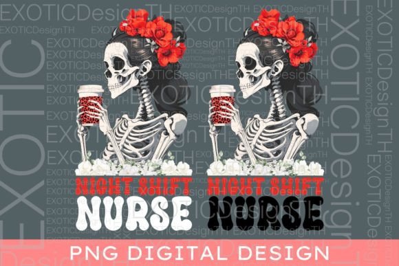 Night Shift Nurse Squad Skeleton Coffee