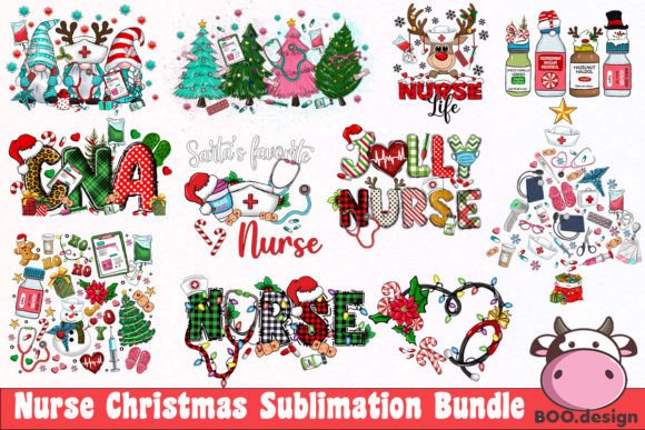 Nurse Christmas Bundle PNG for Festive Embroidery